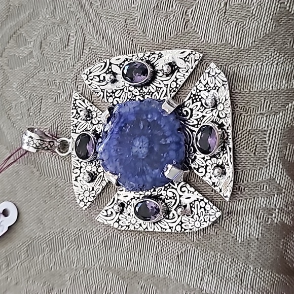 New Solar Quartz Iron Cross Pendant ✝️ Maltese - Picture 7 of 8